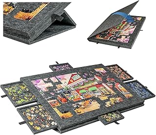 Comprar Rompecabezas Plegable con 6 Compartimentos de Clasificación,2 en 1 Inclinable Mesa de Rompecabezas Ligera,Tabla de Rompecabezas de Fieltro para Guardar Puzles - Puede Contener 1000Piezas (Negro)