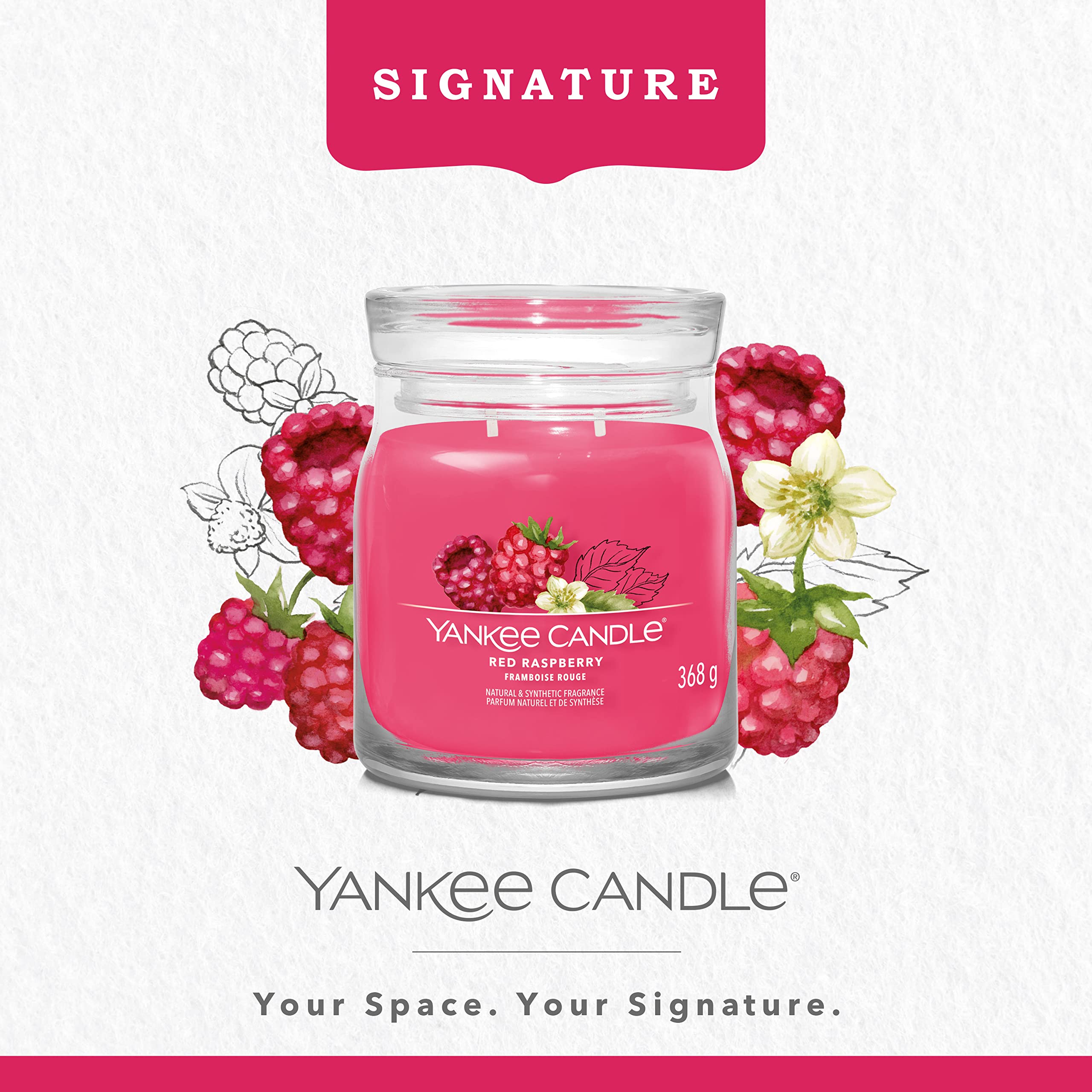 Amazon.com: Yankee Candle Signature Scented Candle | Red Raspberry