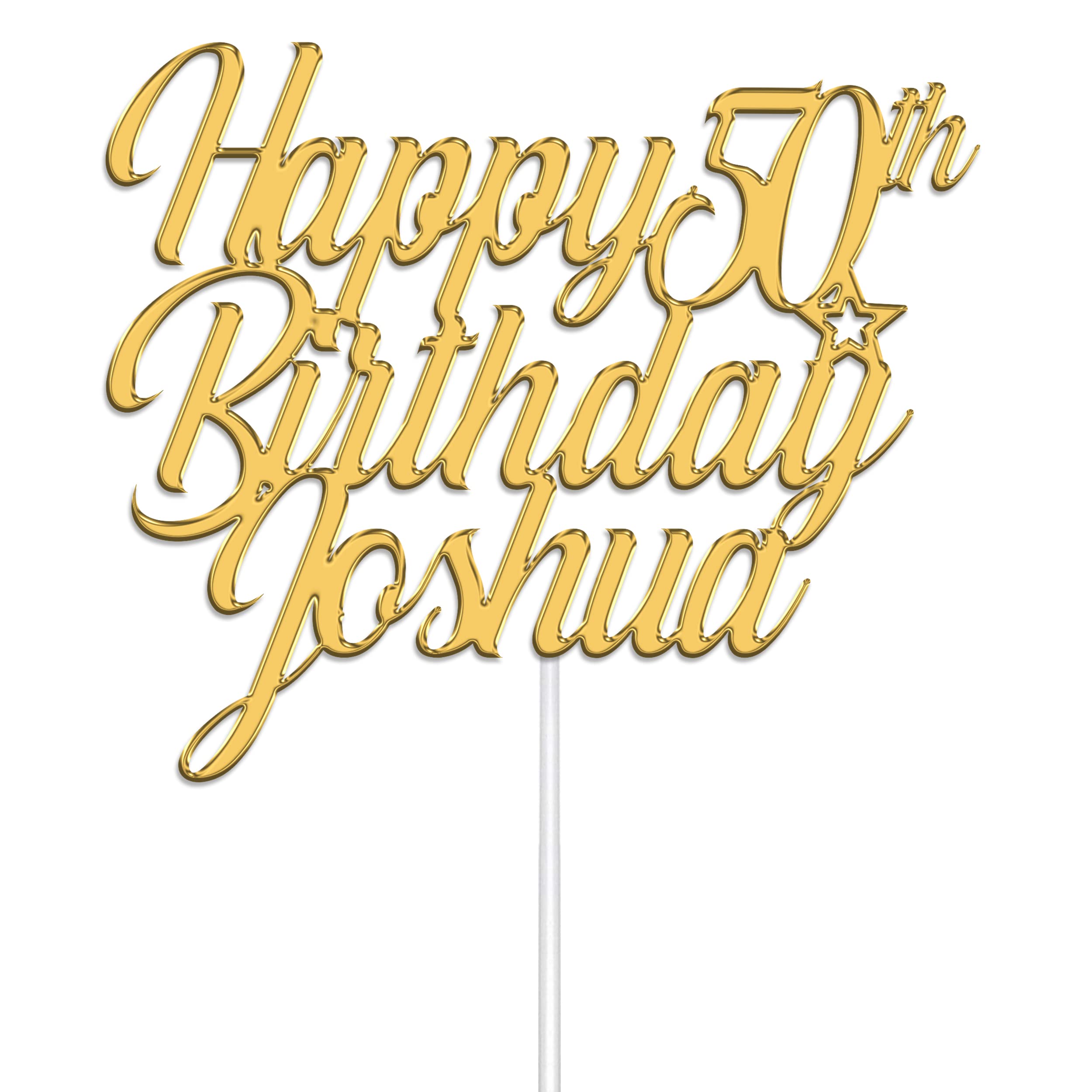 Personalised Happy Birthday Acrylic Cake Topper by KreateSquare | Custom Colour Any Name & Any Age Acrylic Cake Decoration | Acrylic Cake Topper - Gold
