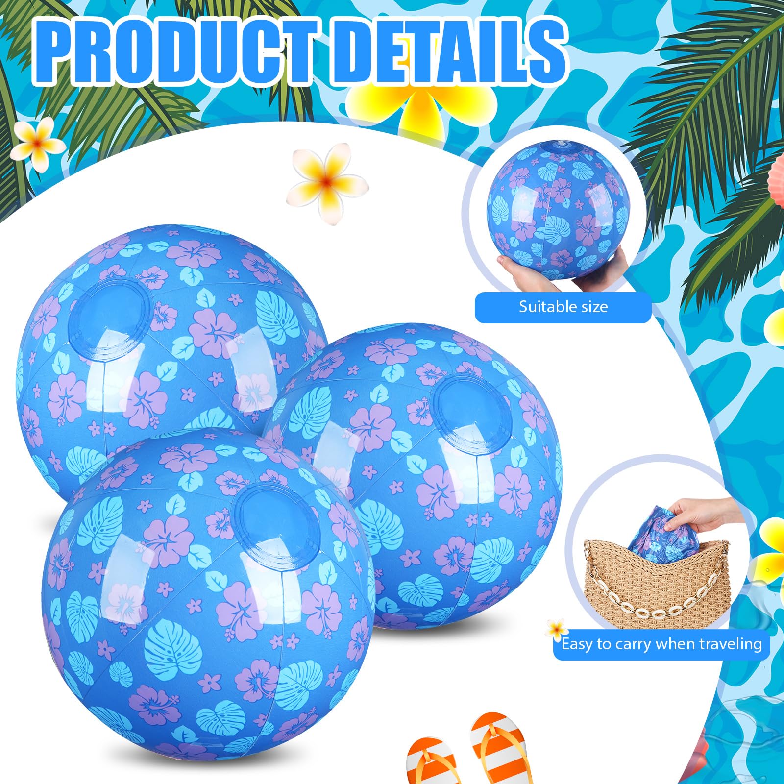 Leyndo 12 Pack Themed Beach Ball for Kids 7.87