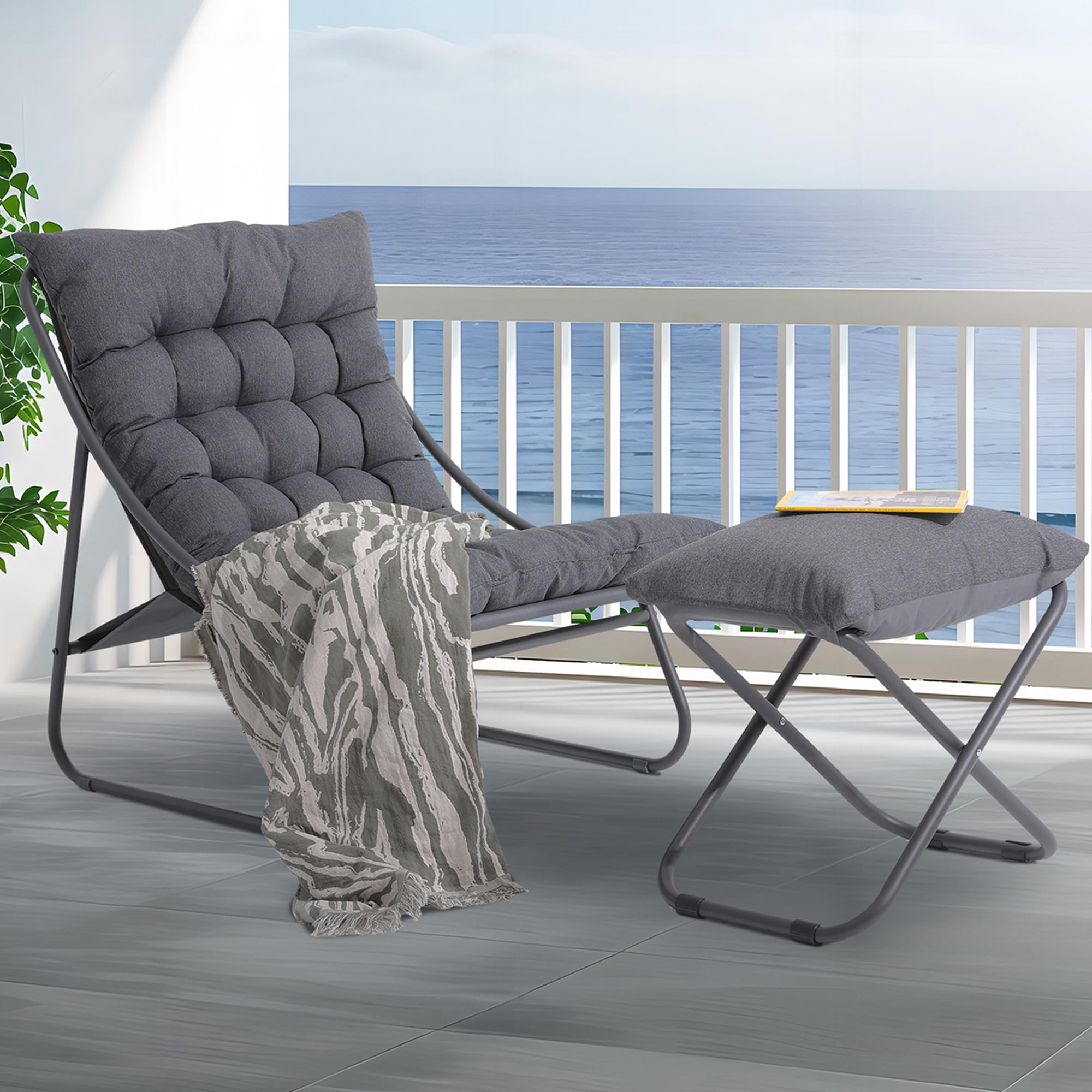 Patio Rocking Chairs Ebern Designs Patio Outdoor Lounge Chair - Main Image