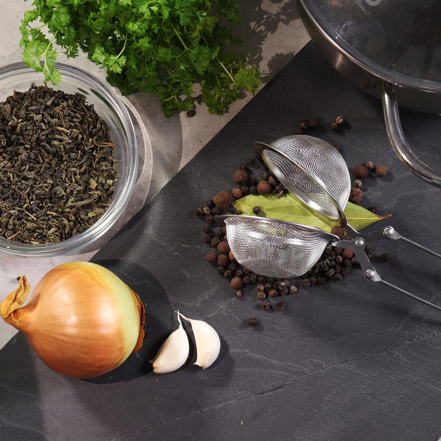 Colador de té de acero inoxidable 3 piezas - Infusor de té en forma de bola - Filtro de té de malla fina