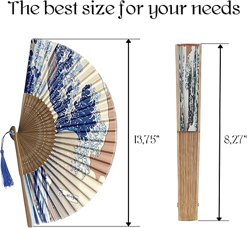 Miniatura 2 de Ventilador de mano plegable para mujer, de madera, plegable, de bambú, para mujer, accesorios de seda de papel plegable para bodas, decoración china
