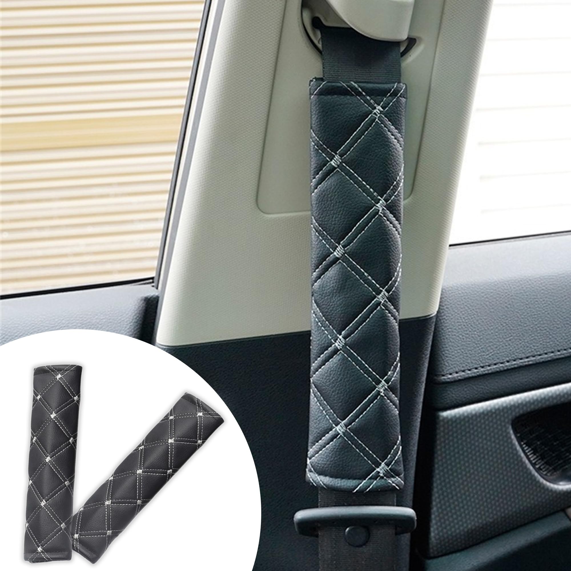 Paquete de 2 almohadillas de hombro para cinturón de seguridad de coche, de piel suave, acolchadas, para alivio de presión, transpirables y duraderas, cómodas, decoración interior del coche y