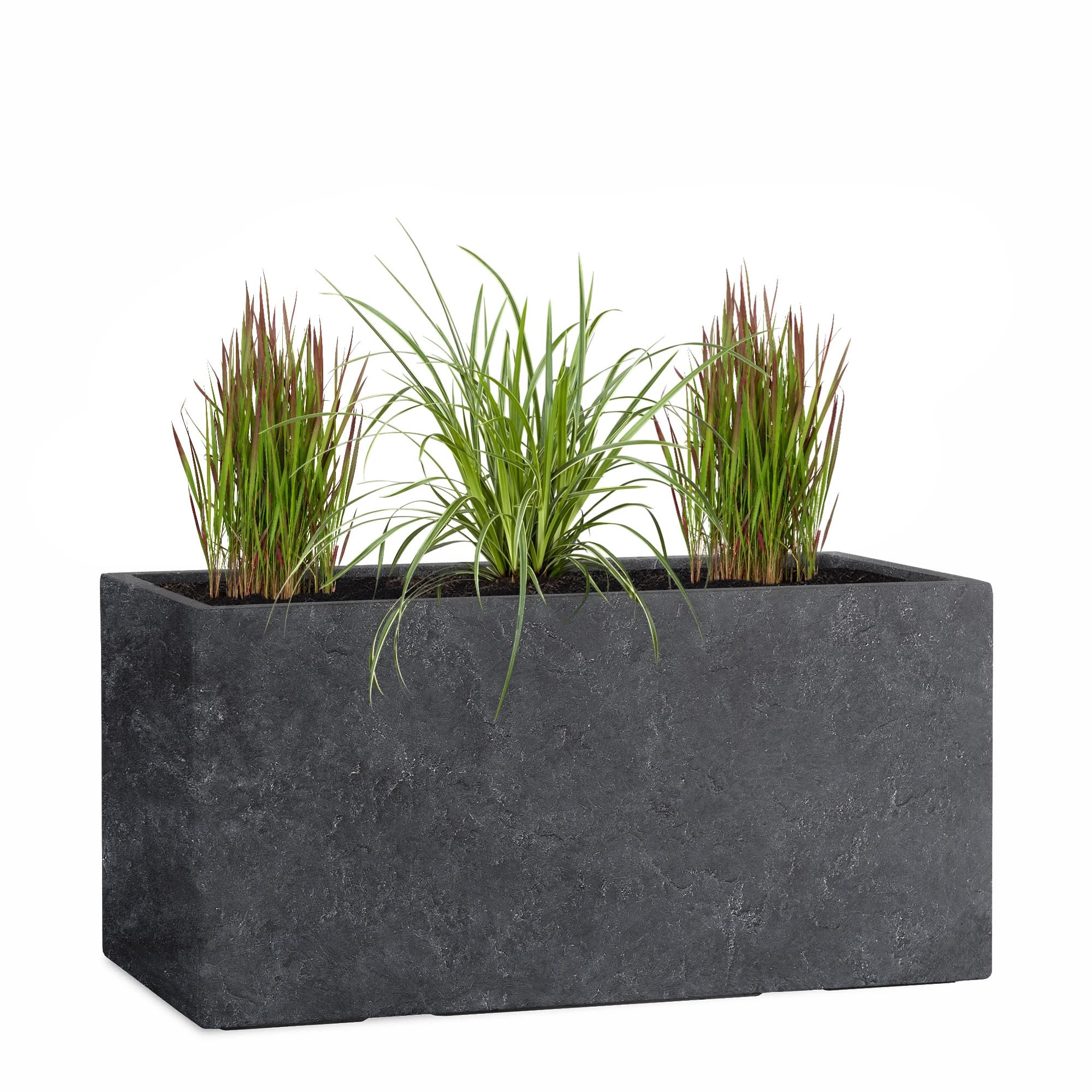 Pflanzwerk® Pflanzkübel TUB Lava Anthrazit 40x80x40cm XXL – Rechteckig – Großer Fiberglas Blumenkübel für außen und innen - Frostbeständig - UV-Schutz – Markenqualität