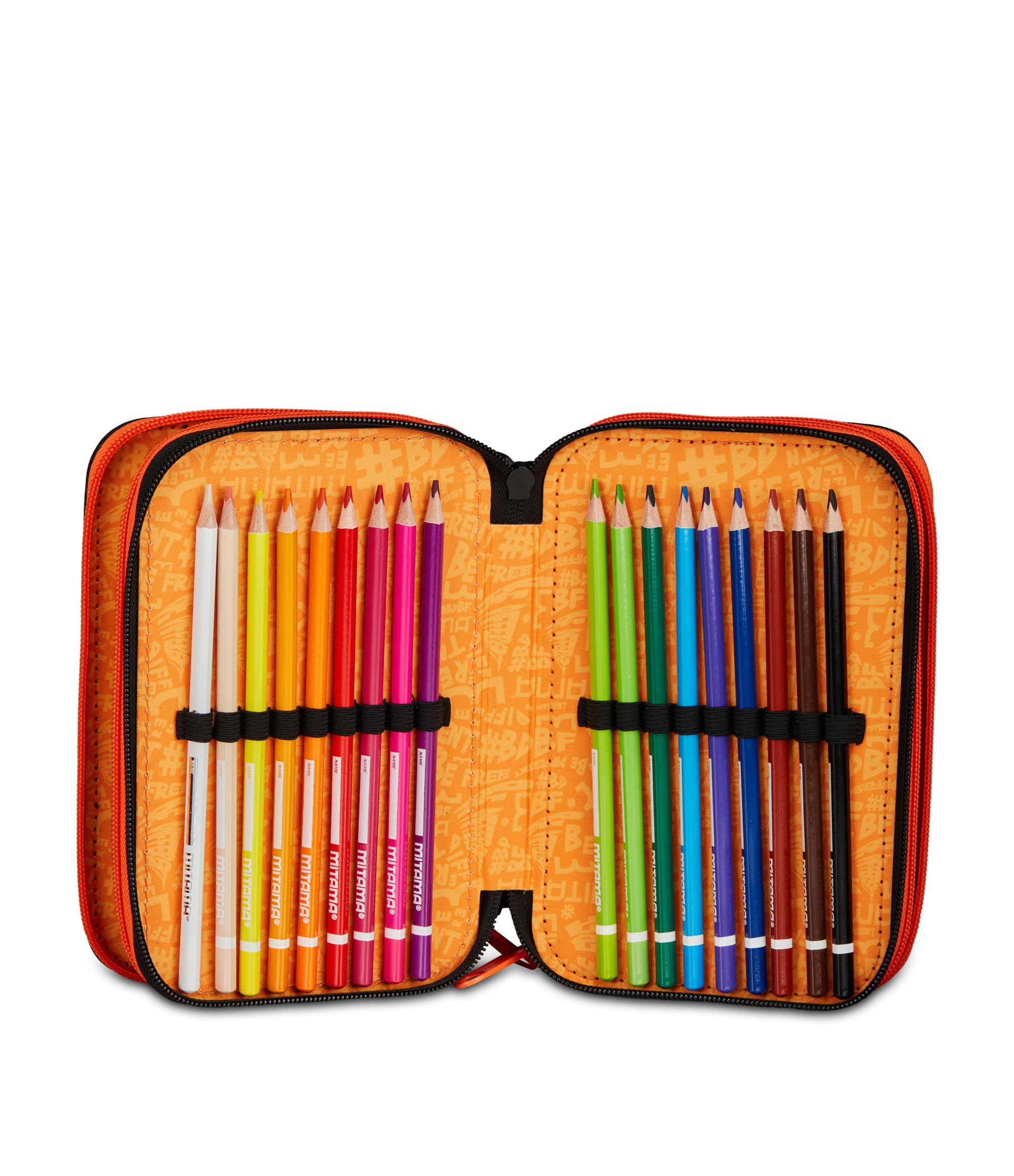 Mitama Estuche Escolar con 3 Compartimentos, Triple Doble Ball, Contenido 47 Piezas, Completo de lápices, rotuladores, portalápices Escuela Primaria niño