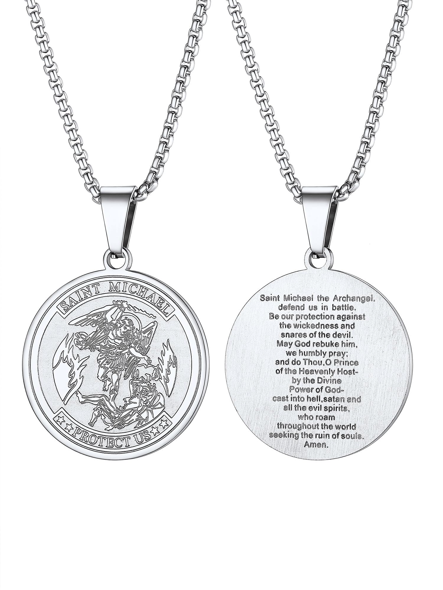 PROSTEEL St Christopher/St Benedict/St Michael Pendant Necklace for Men
