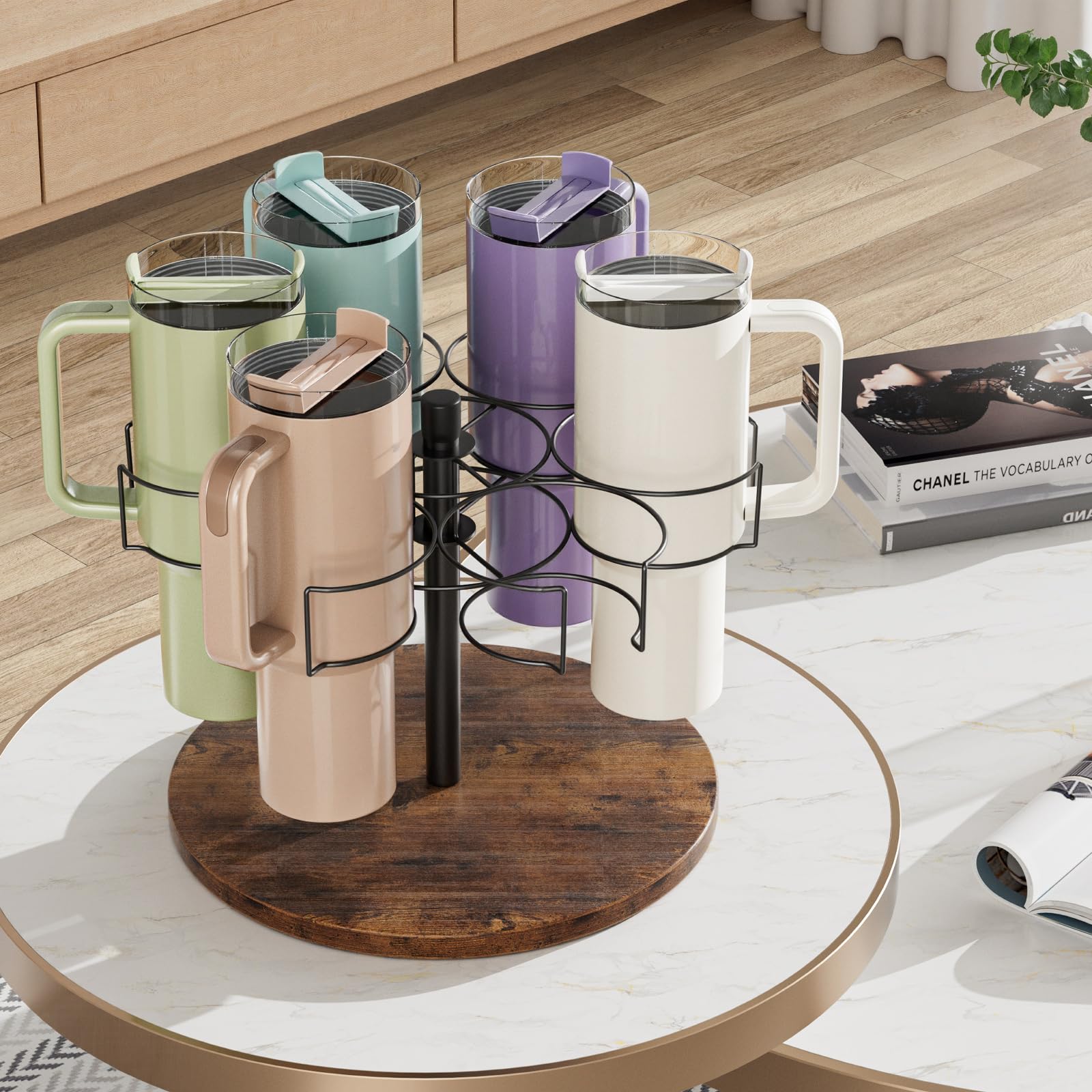 JoyfulSight Water Bottle Organizer for Stanley 20/30/40oz,360° Rotatable Tumbler Organizer for Owala Yeti,Cabinet Organizer for Cups,Kitchen