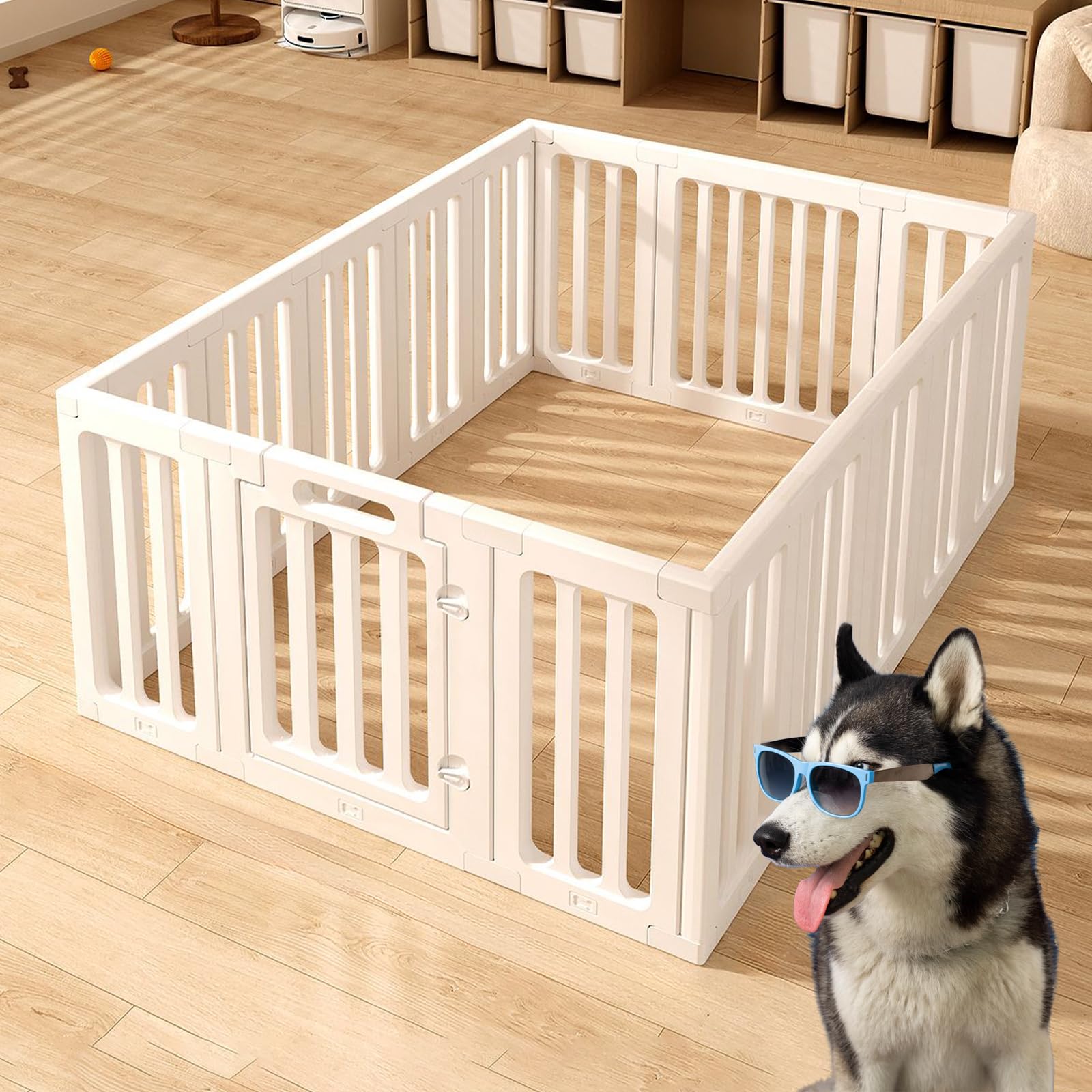 Amazon | ホワイト ペットサークル 犬用 室内 柵 ドア付き おしゃれ