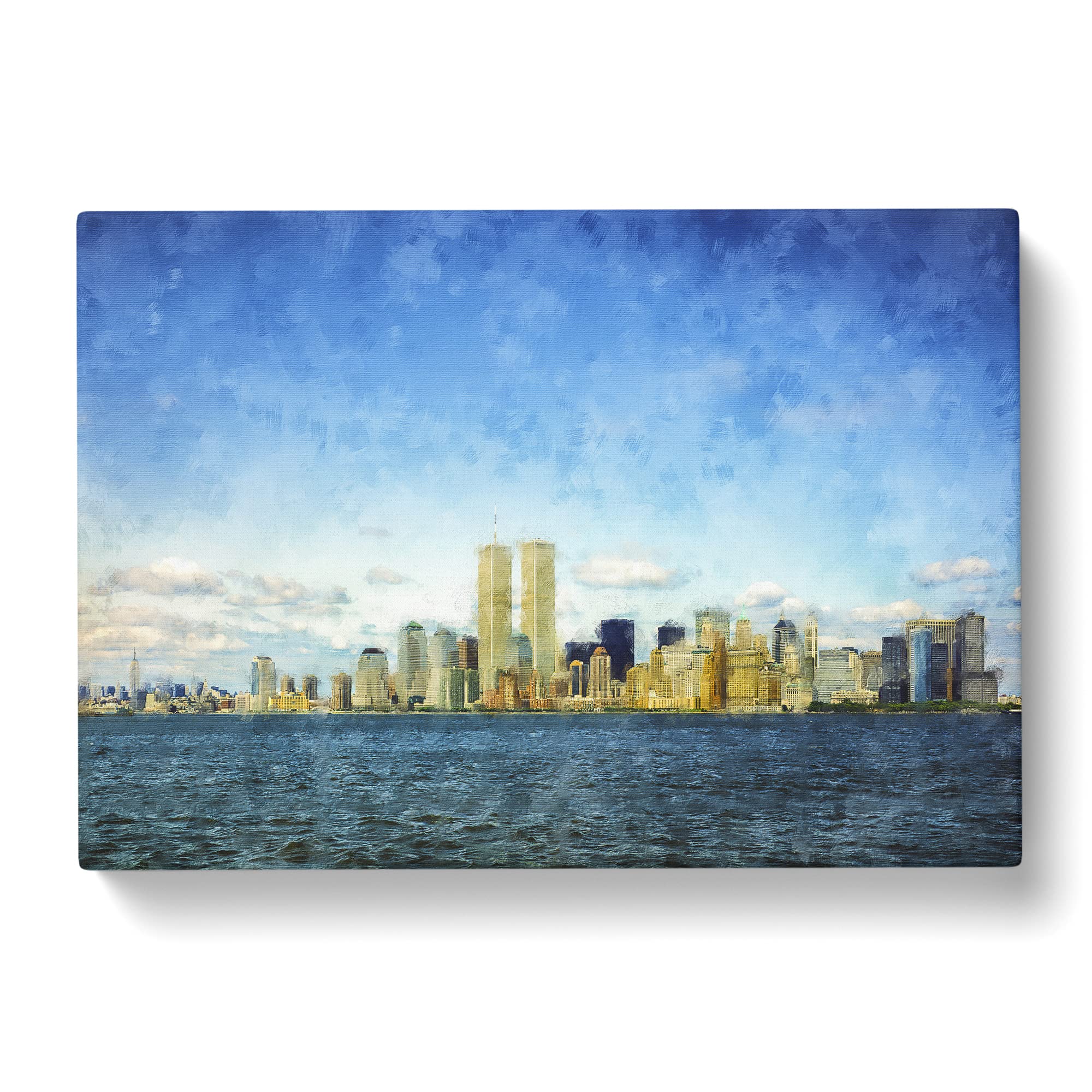 New York Skyline With The Twin Towers Canvas Print, Mixed, 25L x 50W cm - Image 3