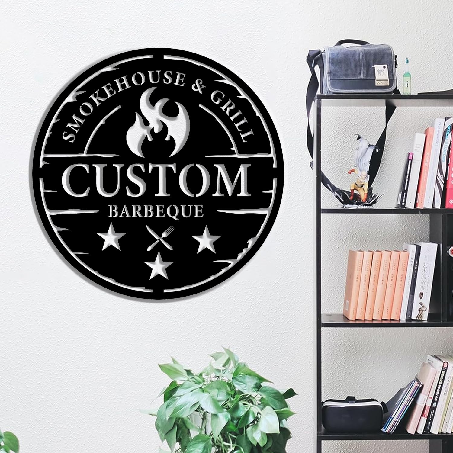 Placa De Pared Personalizada De Metal Para Exterior - Tema Barbacoa/BBQ, Estilo Vintage Distressado