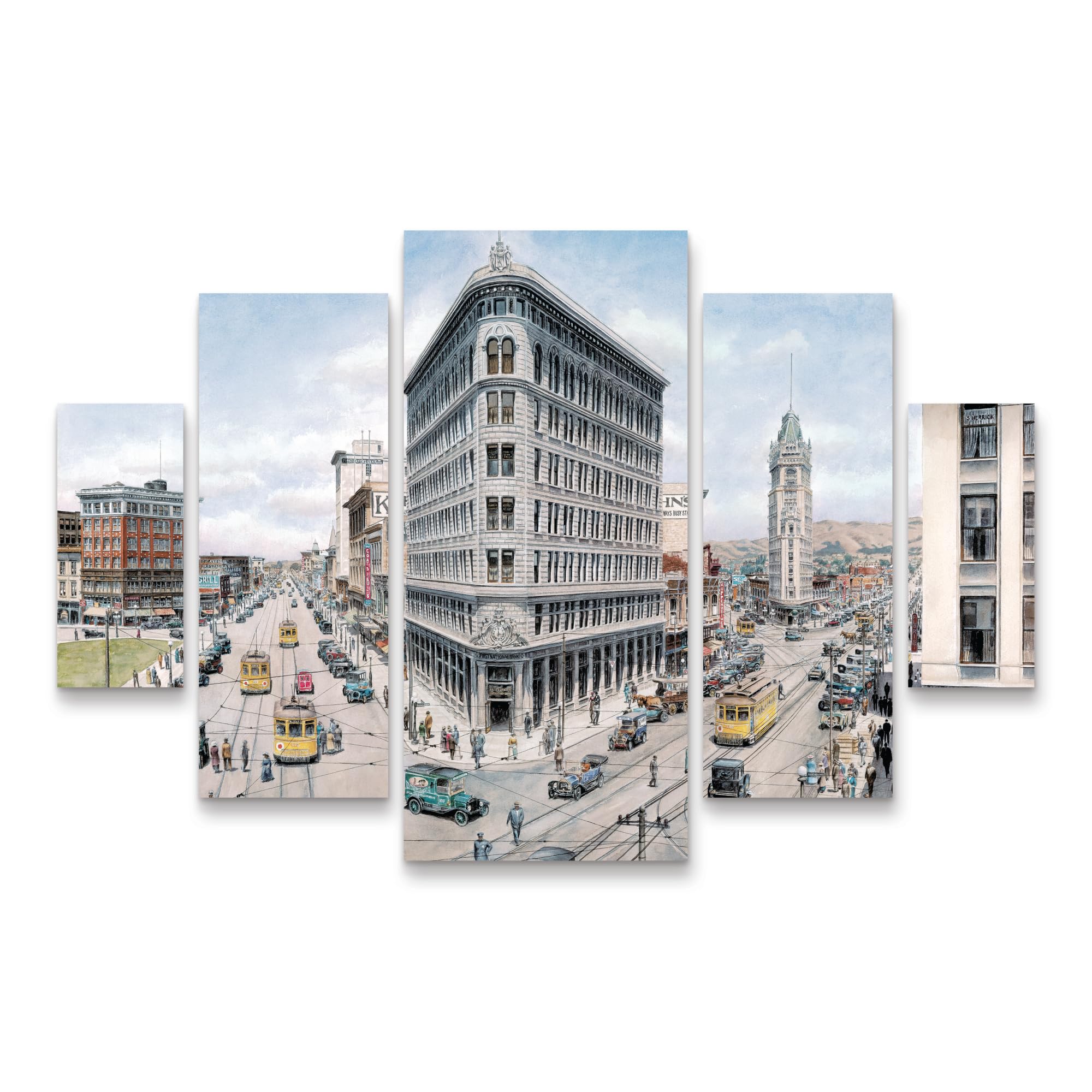 Trademark Fine Art 5 Piece Panel Set Art - Stanton Manolakas Oakland Wall Art for Living Room Bedroom