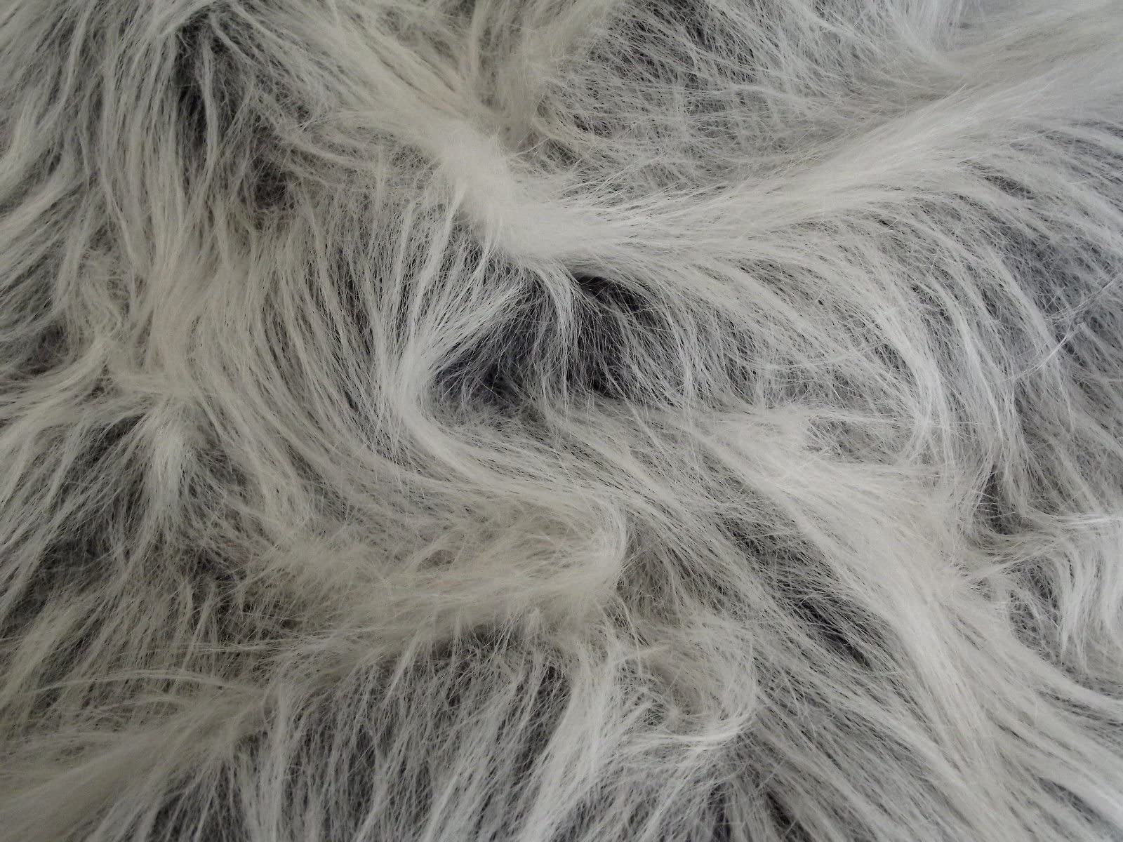 Crs Fur Fabrics Black Long Pile Fun Faux Fur Fabric Material - Frost, 1/2Mtr - 150Cmx50cm