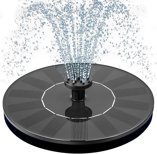 Mademax 1W Solar Bird Bath Fountain Pump, Solar Fountain with 6 Nozzle, Free Standing Floating Solar Powered Water Fountain Pump for Bird Bath, Garden, Pond, Pool, Outdoor