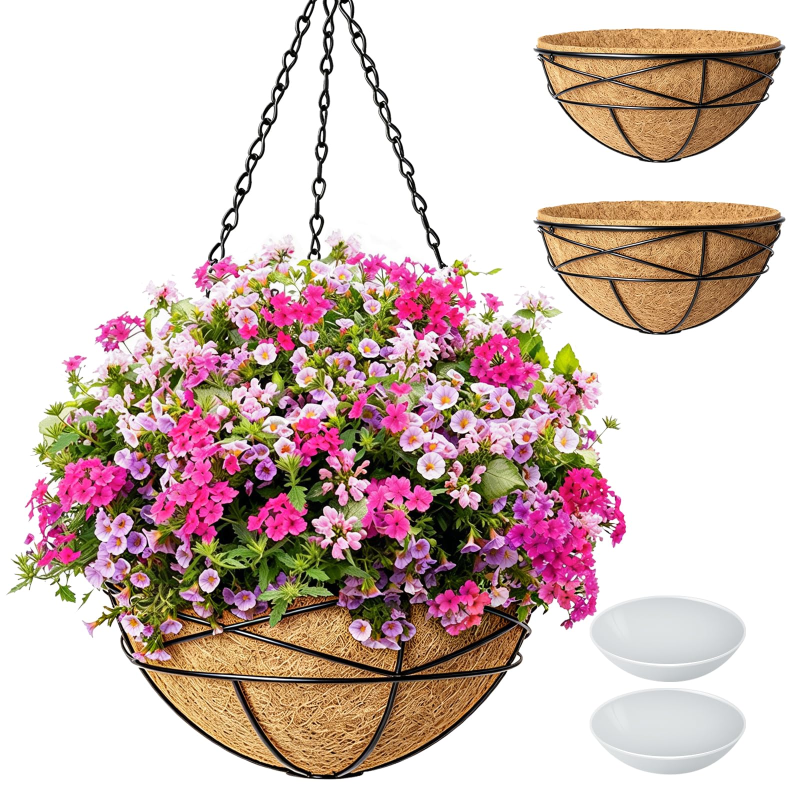 Karlliu 2 Pack 14-Inch Hanging Flower Basket