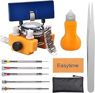 Watch Battery Replacement Tool Kit: EasyTime Watch Repair Kit for Watch Back Case with Adjustable Watch Case Opener, Watch Back Remover Tool with Screwdrivers, Pry Knife, Case Holder, User Manual