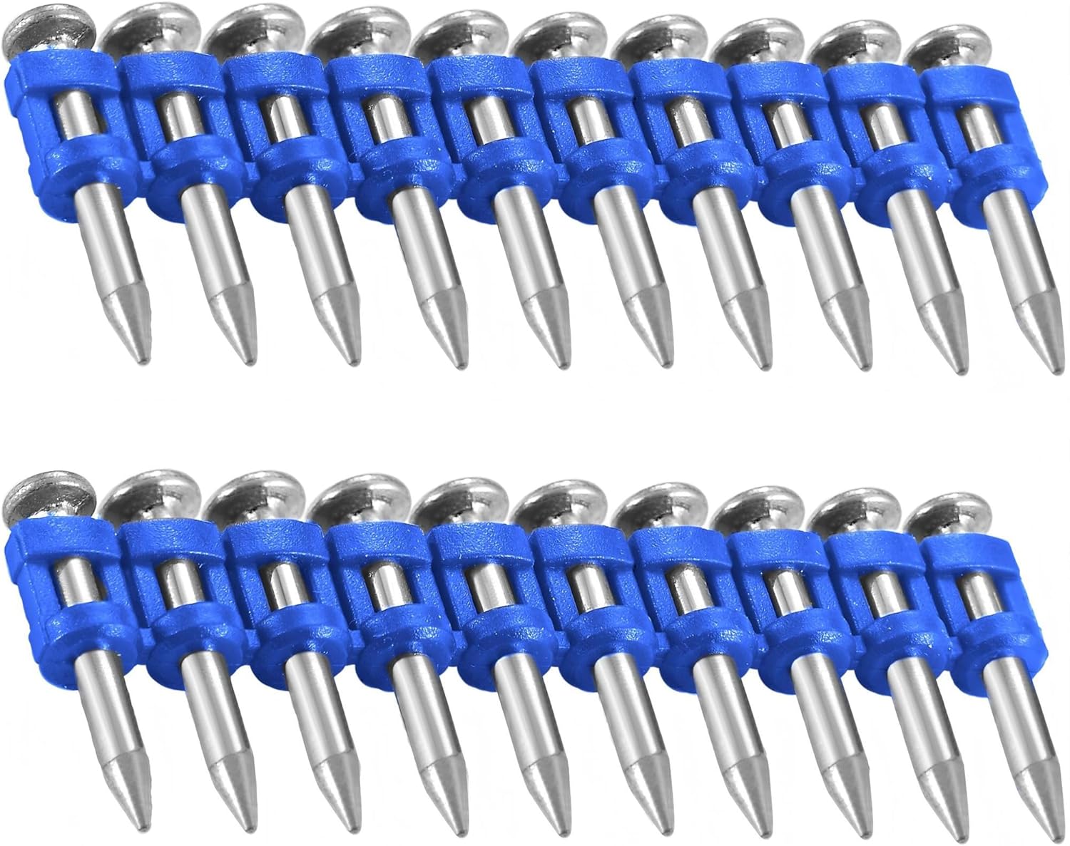 Meite 12 Gauge Plastic Collated Concrete Nails Drive Pins, 7/8" Length .109" Smooth Shank, Mechanical Galvanized Gas Pipe Fastening Nails for Drywall Track Steel-to-Concrete Framing (2,000 Count)