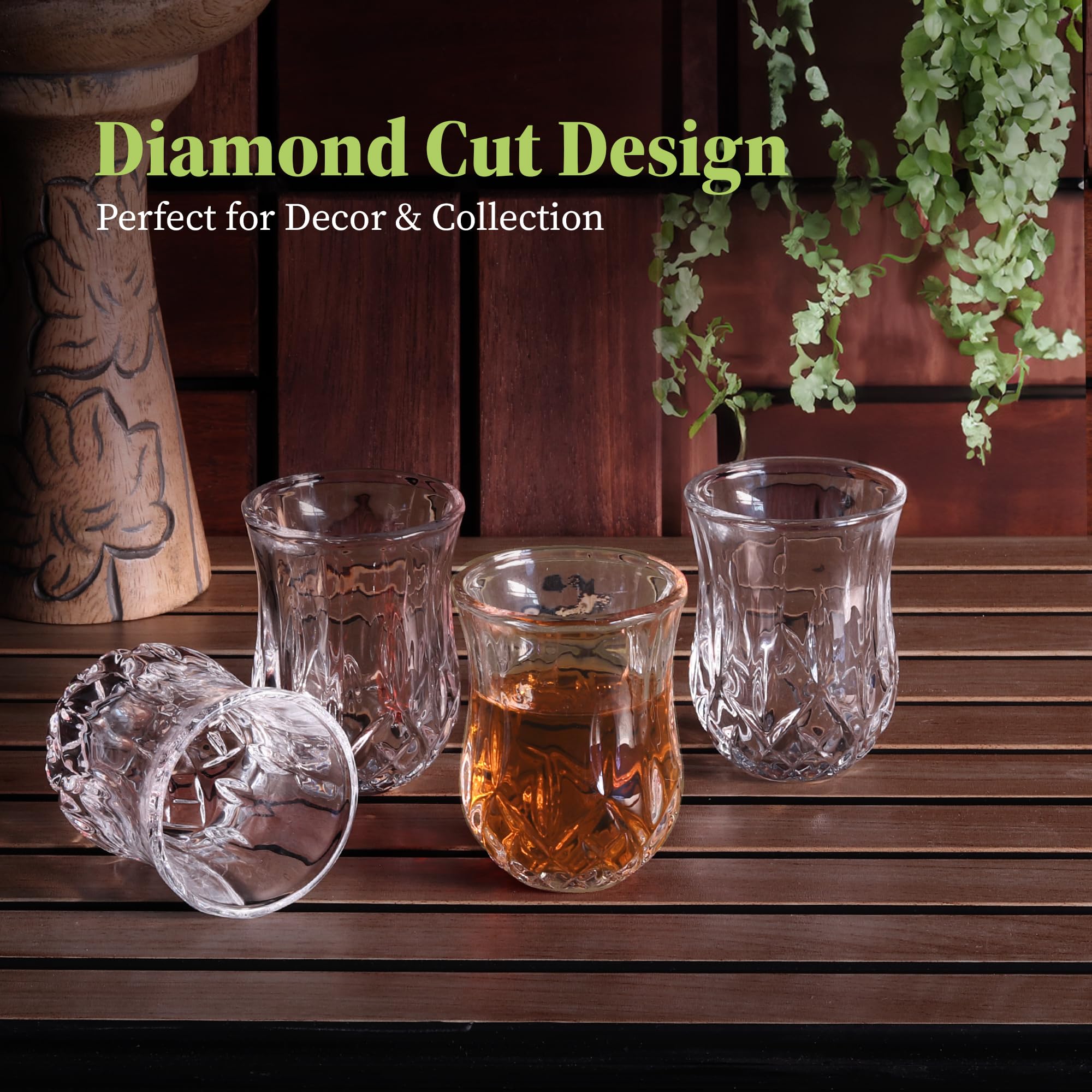 QUAFFER Vasos de chupito con patrón de diamante (juego de 12)