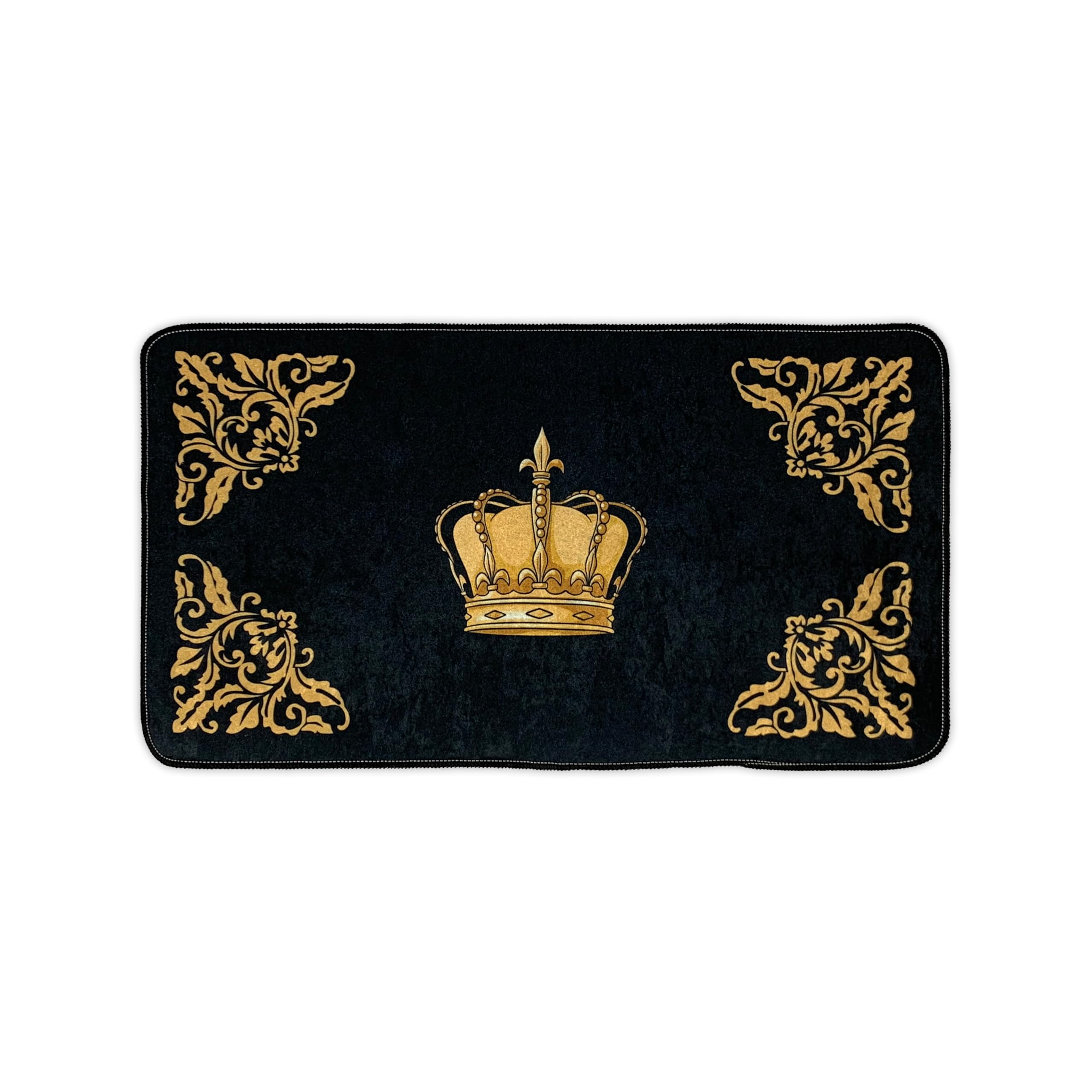 Badezimmerteppich Badematte Duschmatte Badvorleger Duschvorleger Fußmatte Krone Muster Set 2 teilig in schwarz Gold - rutschfest waschbar Fussbodenheizung geeignet flauschig - 2er SET, Design3: Krone