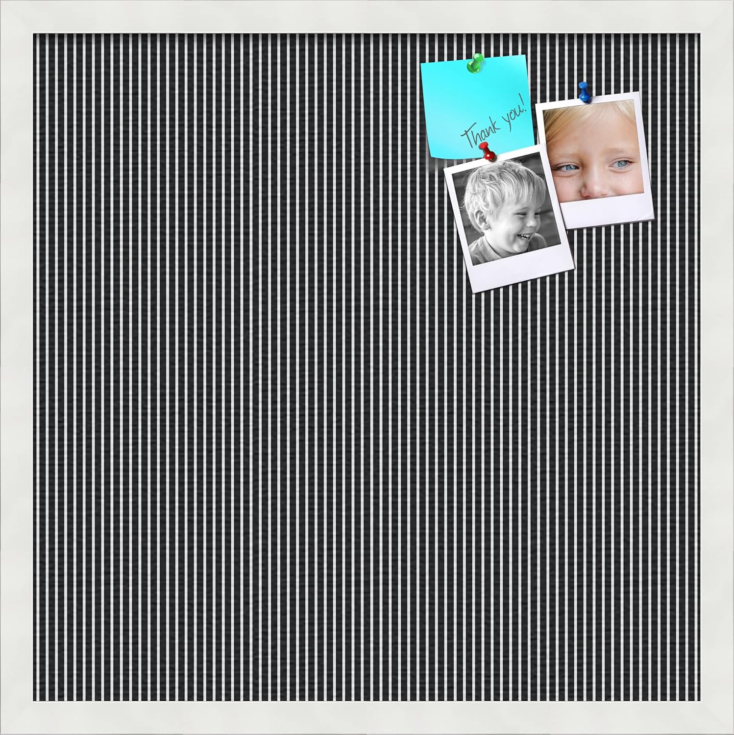 PinPix Decorative pin Cork Bulletin Board Made from self-Healing Canvas, Pin-Striped Pattern Printed at 18x12 Inches and Framed in Red Stain on Beech(WOM56673)