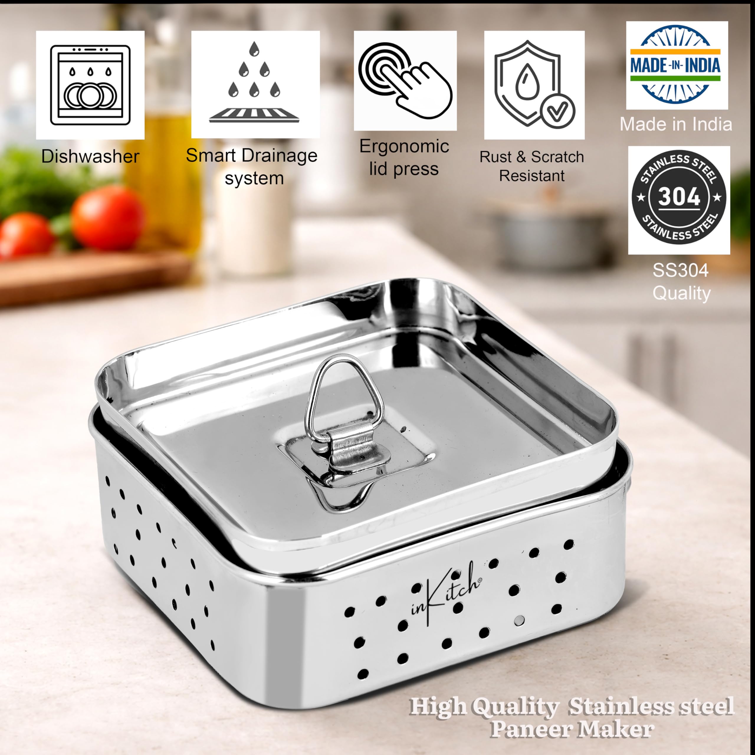 Stainless Steel Paneer Press - Make Homemade Cheese -4