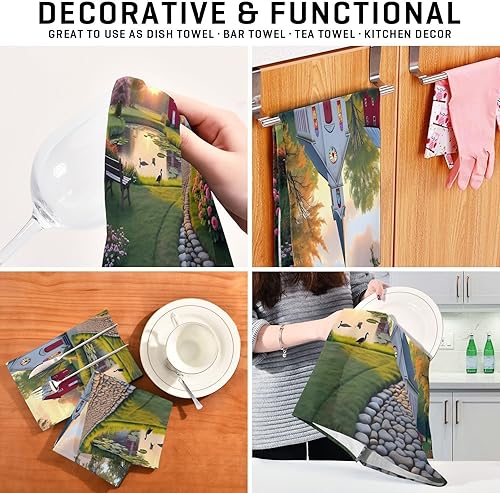 Miniatura 7 de GAIREG Juego de 4 paños de cocina retro para cocina, 28 x 18 pulgadas, absorbentes impresos, juego de 4