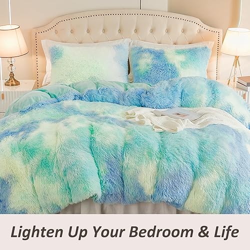 Miniatura 8 de EMME Juego de funda de edredón mullido de color azul de lujo, tamaño individual, juego de funda de edredón mullido de 2 piezas de fundas de edredón