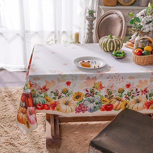 Miniatura 3 de ARTABLE Mantel estampado de otoño con estampado de otoño y hojas de arce y calabaza, Acción de Gracias, para uso formal, hogar, jardín, interior y