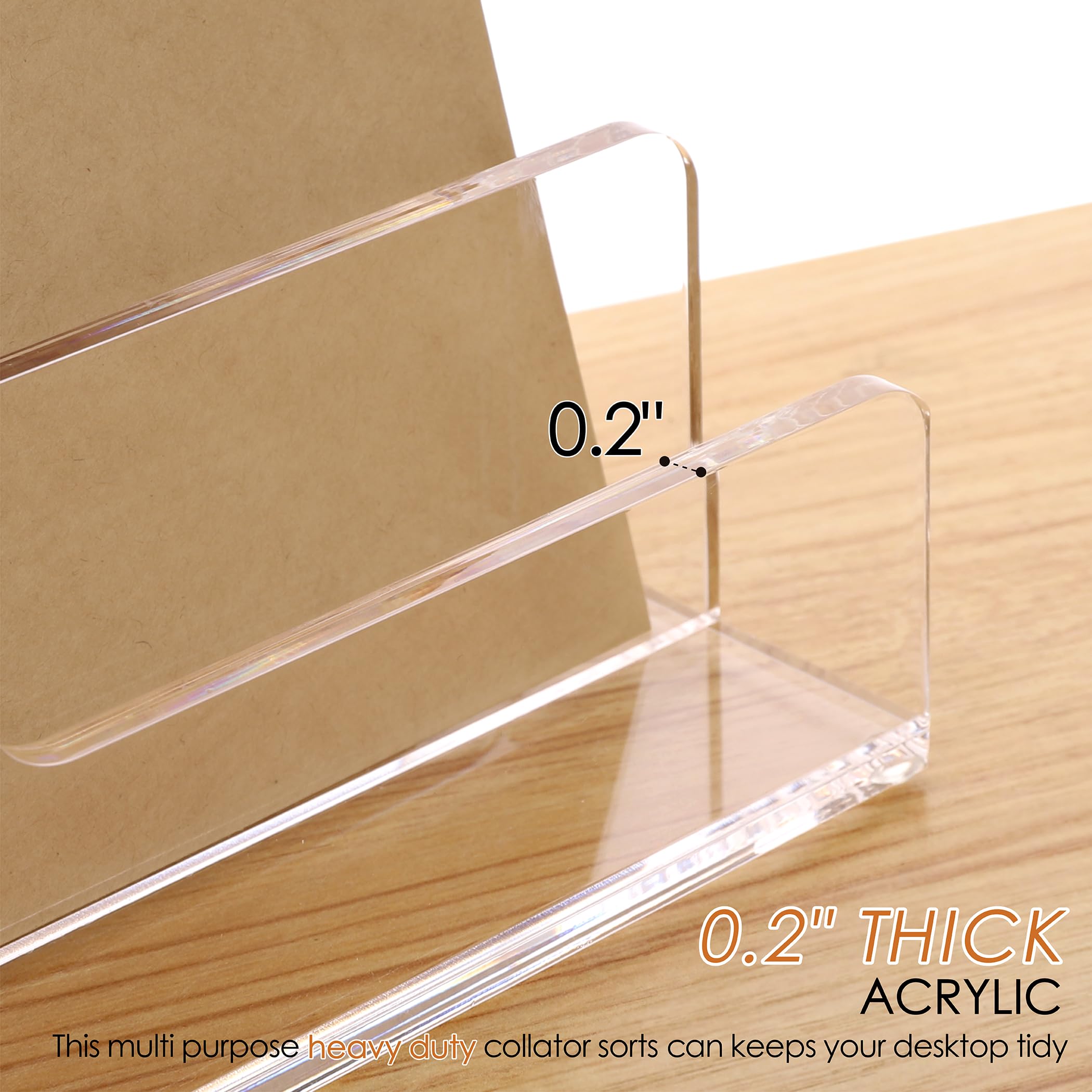 SANRUI 3 Compartments Mail Organizer Letter Holder for Desk ,Vertical Letter Holder,File Sorter Acrylic Desk Organizer Office Supplies,Clear - Image 3