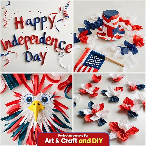 Vista 215 de 8 rollos de serpentinas moradas, paquete de 656 pies de papel crepé morado con blanco para decoraciones de fiestas, decoraciones de cumpleaños