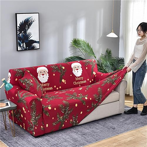 Miniatura 9 de Fundas para sillas de Navidad, funda de sofá de 3 plazas, protector de muebles, funda de sofá impresa digital de Navidad, decoración de vacaciones,