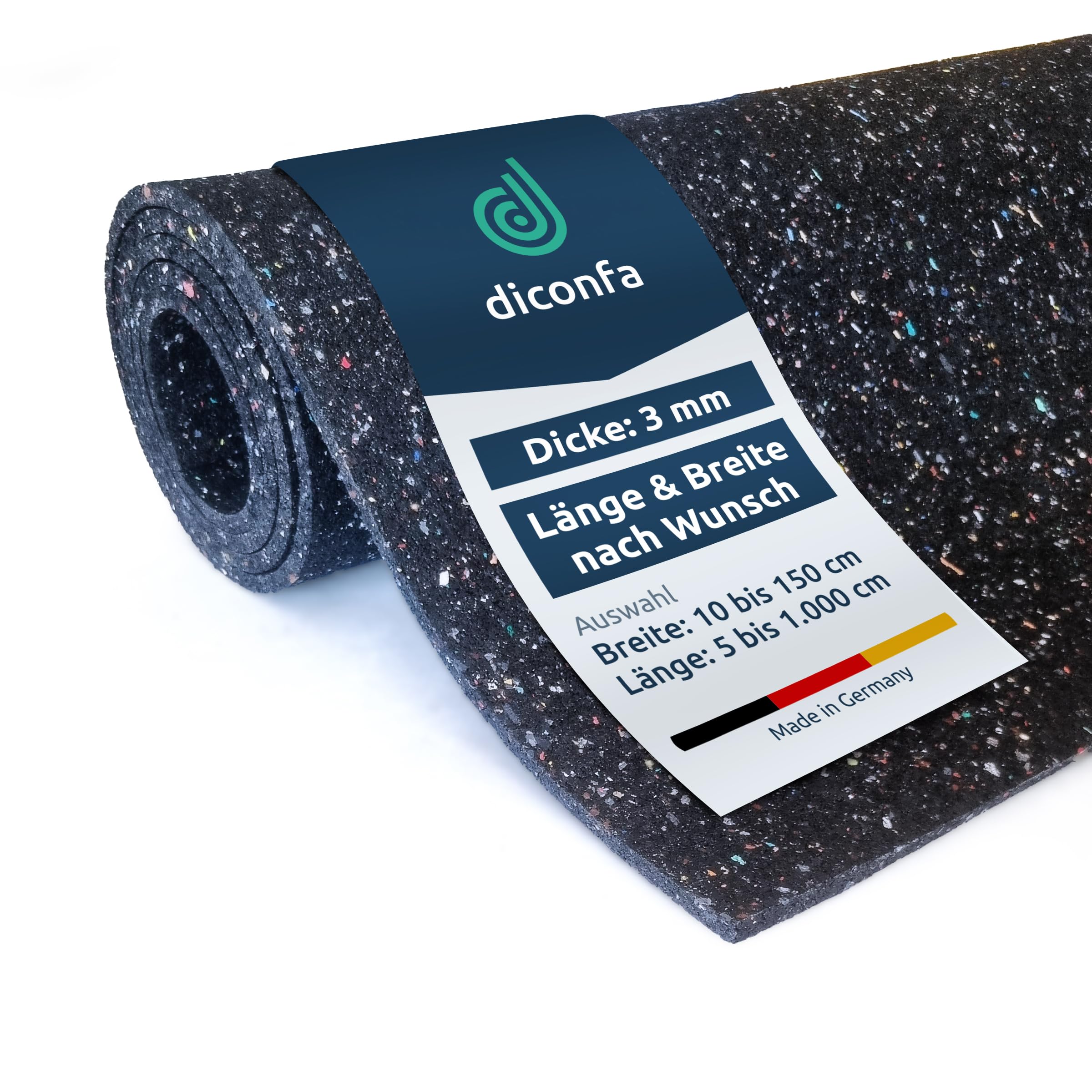 diconfa Bautenschutzmatte Gummimatte 3mm DICK - WUNSCHMAß EINGEBEN - BREITE bis 1,5m LÄNGE bis 10m - Antirutschmatte Gummigranulat Gummiregenerat (90 bis 100cm BREIT, 750 bis 800cm LANG)