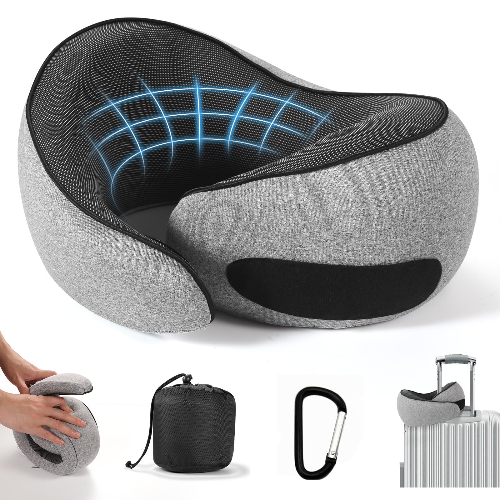 SZXYX Travel Pillows 360° Memory Foam (Dark Grey)