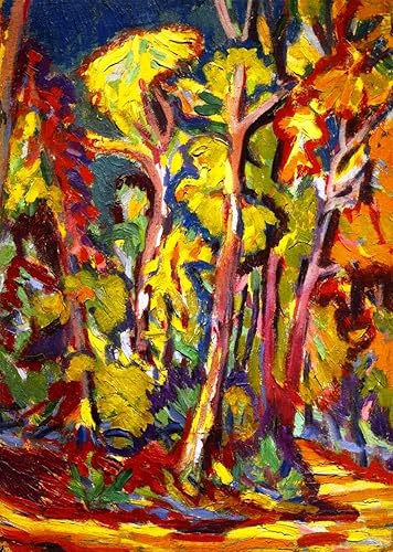 Árboles en otoño por Ernst Ludwig Kirchner - Impresión en lienzo premium de 18 x 24 pulgadas disponible en Yaxa Peru