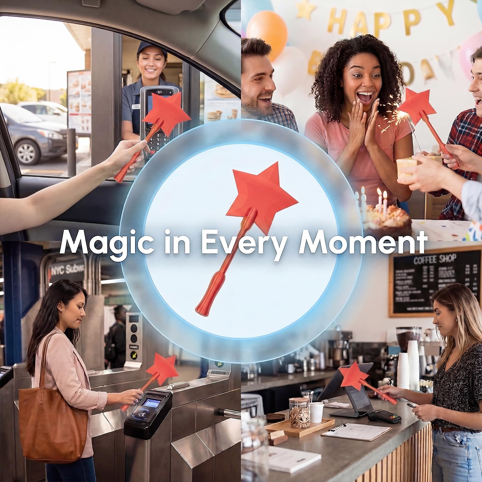Wand Credit Card & Debit Card Holder-3D Printed Tap to Pay Contactless Payment Wand,Fairy Wand Credit Card Prank for Easy Checkout,Fun Present for Magic Lovers (Gold) — view 4