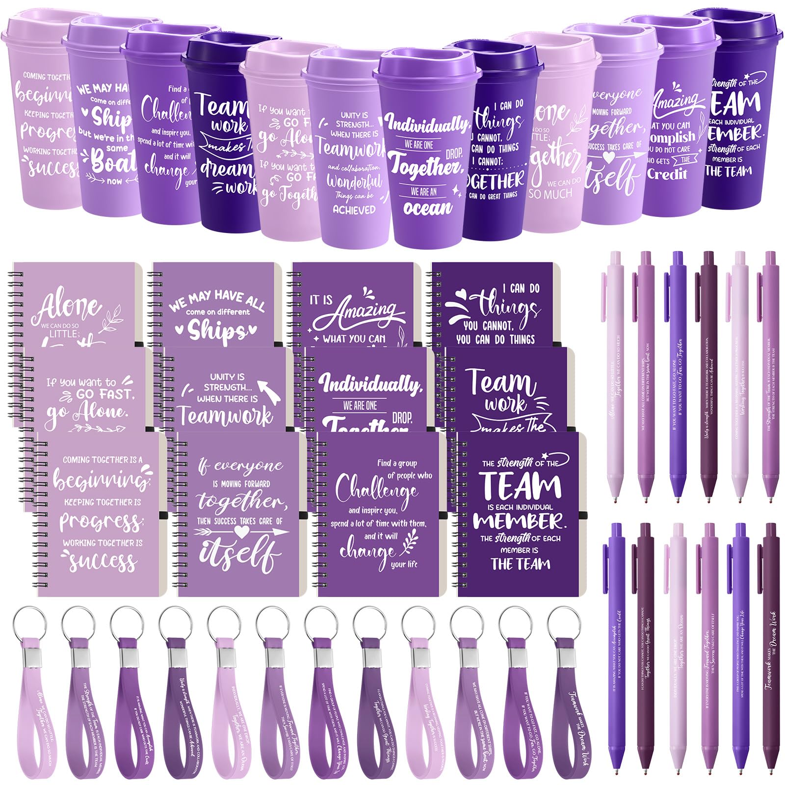 Skylety Set da 12/48 pezzi di apprezzamento della squadra, regalo di apprezzamento per i dipendenti, 473,6 ml, tazze da caffè con taccuino della squadra, penna portachiavi per personale insegnante