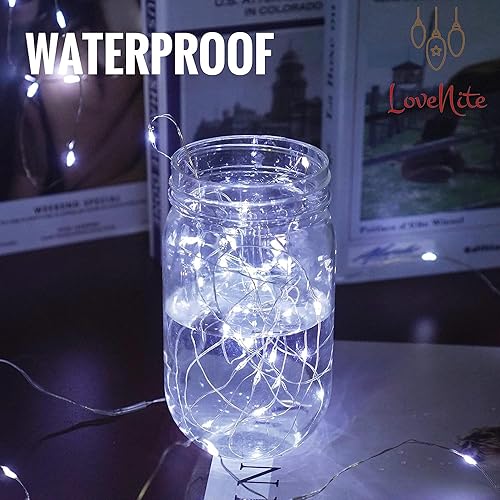 Miniatura 10 de LoveNite Guirnalda de luces LED de hada, funciona con pilas, luces de luciérnaga estrellada de 6.6 pies, 20 LED, impermeables, alambre de cobre