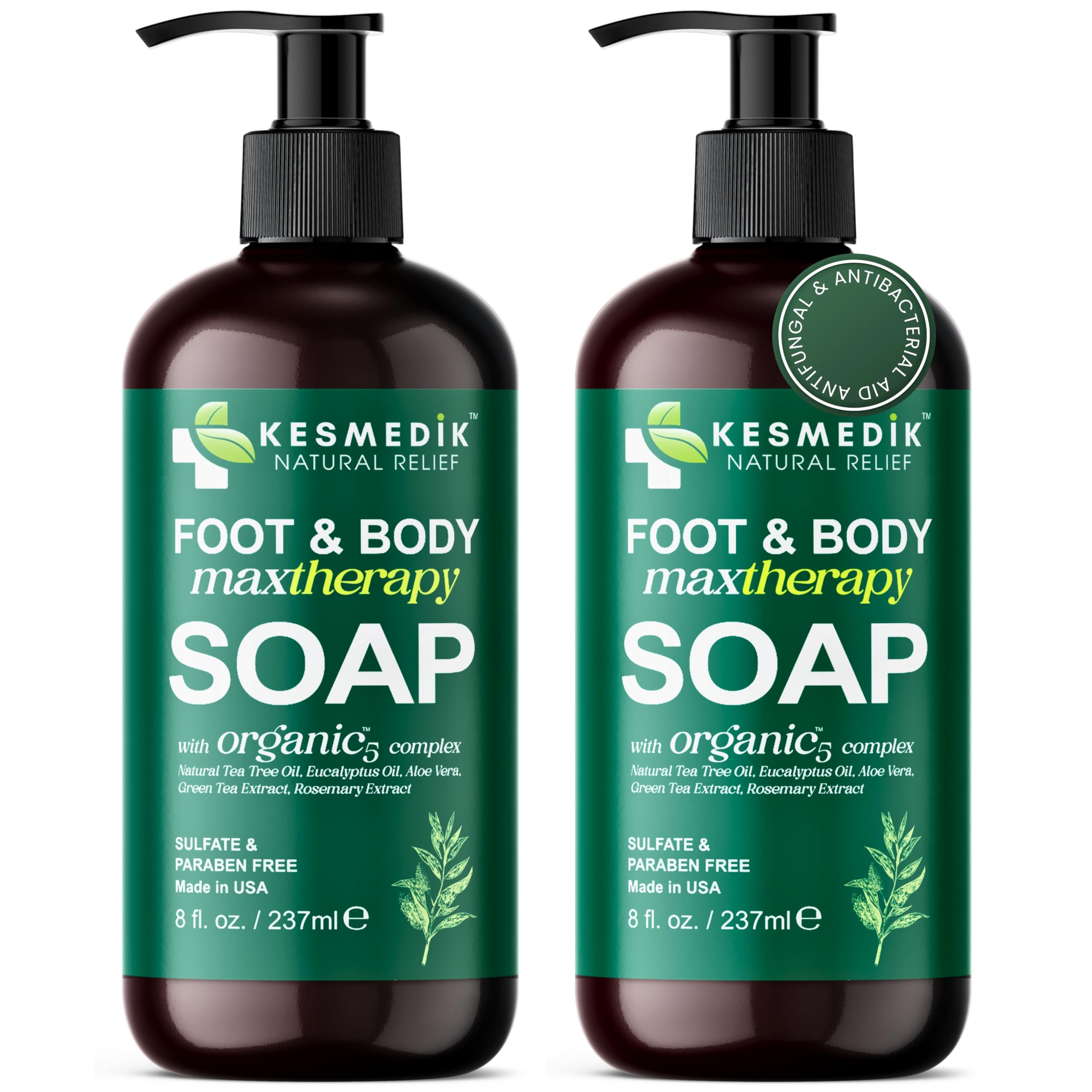 Tea Tree Oil Soap Body Wash with Peppermint for Foot Body Antifungal Antibacterial Support Cleanser Helps Soothe Ringworm