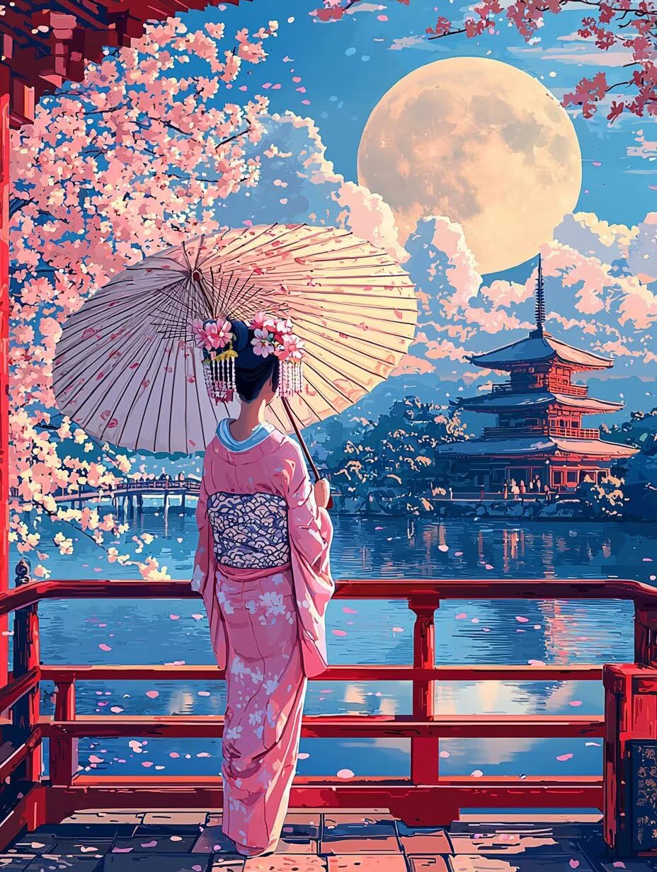 WEISHIWE Dipingere con i Numeri Adulti Geisha giapponese, 80x100cm s-799