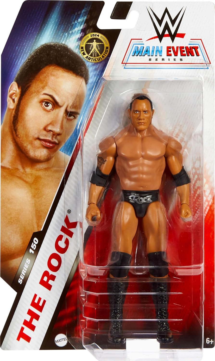 Mattel WWE Action Figure, 6-inch Collectible The Rock with 10 Articulation Points & Life-Like Look