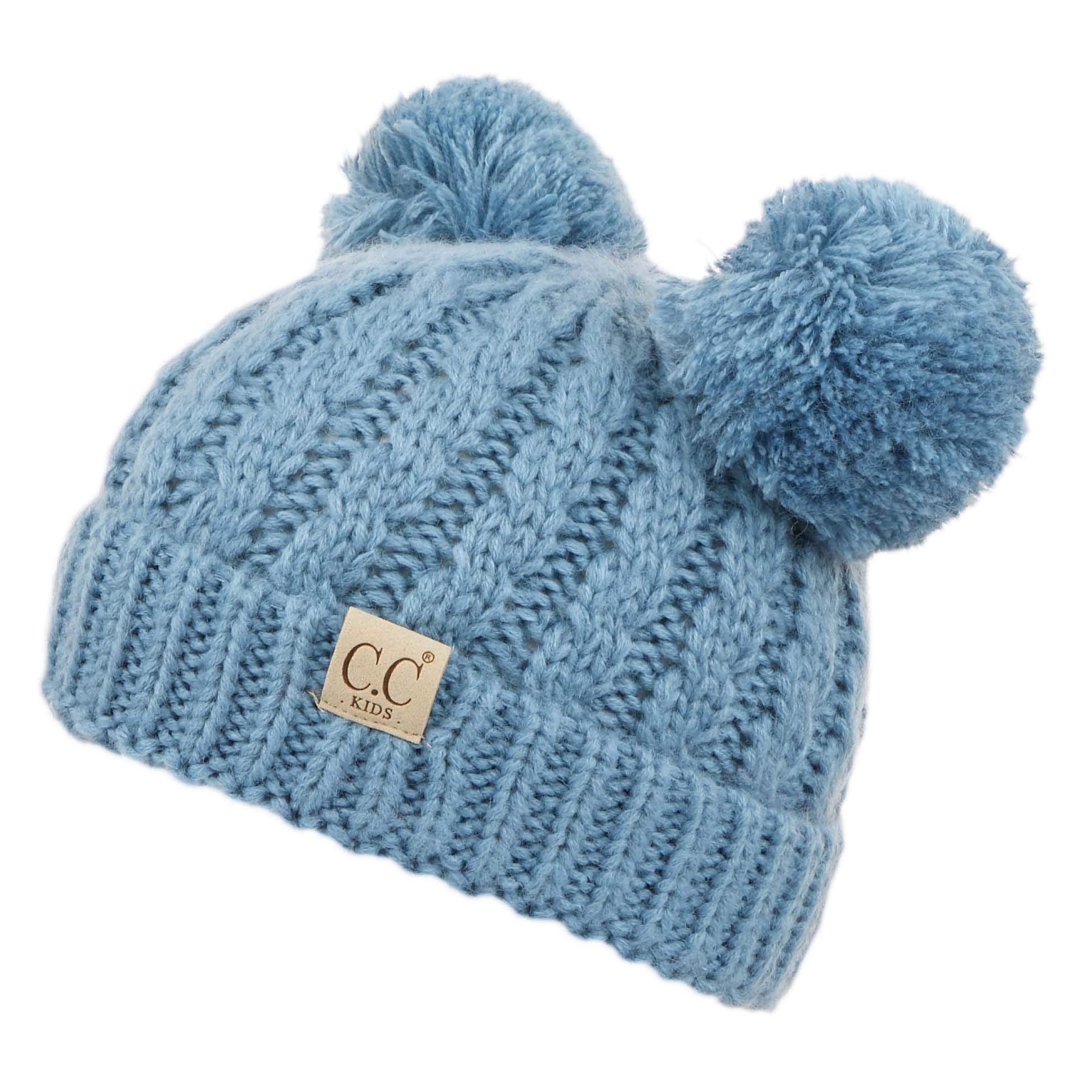 C.C Exclusives Children Kid Double Pompom Knitted Beanie for Kids Ages 2-5 (KID-23)(KID-24)(KIDS-2055)