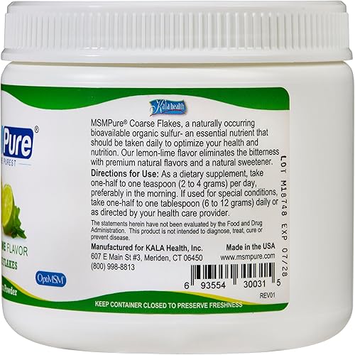 Miniatura 4 de KALA HEALTH MSMPure - Copos gruesos con sabor a lima limón de 8.8 onzas y paquete de gel MSM de 8 onzas