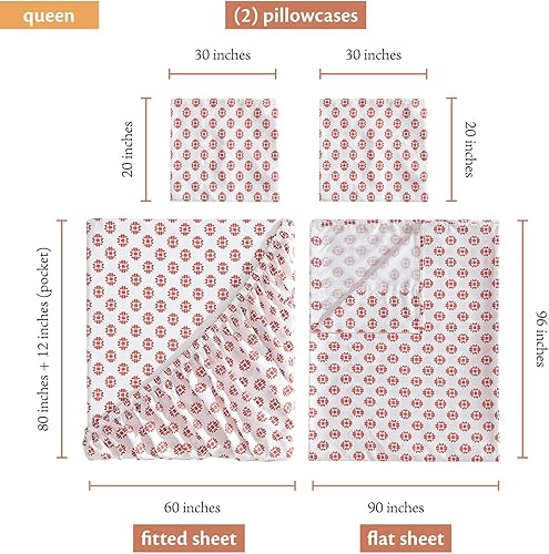 Miniatura 4 de Indigo Ink - Juego de sábanas de 4 piezas, ropa de cama suave y antiarrugas, decoración de medallón bohemia (colección Panther), tamaño Queen