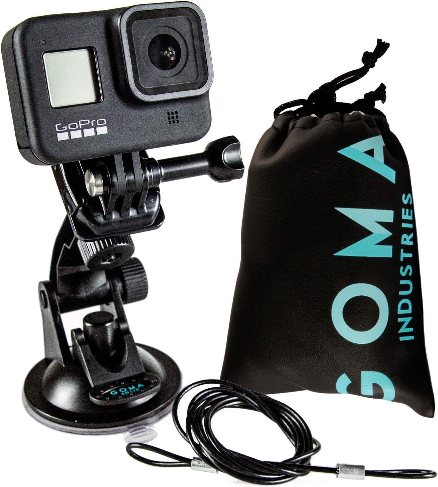 Suction Cup Car Mount Kit for Gopro Hero Cameras Hero 9 Hero8 Hero7 DJI Osmo Action - Easily Mounts On Windshield- The Ideal Accessories Kit Bundled with Buckle Mount, Tether and Protective Bag