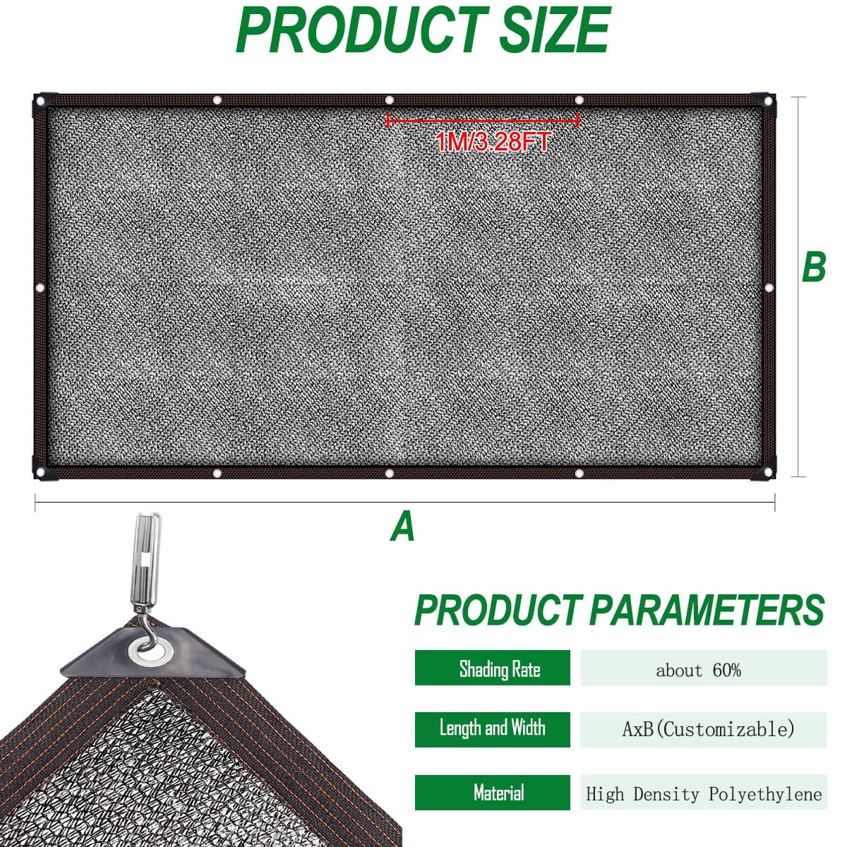 Tenda da Sole UV-beständiger Ombre-Rete 4 x 6 m – Sichtschutz für Garten, Balkon, Gewächshaus, Terrasse, Hühnerstall – 2 x 2 m, 3 x 4 m, 5 x 5 m, 6 x 8 m