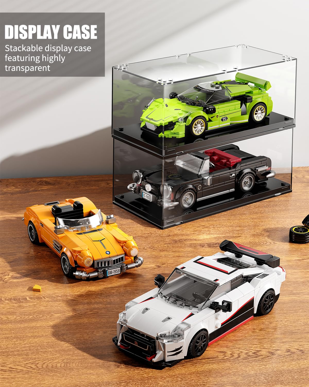 TGL TYCOLE Sports Car Building Block Set with Display Case, Race Car Building Kits Construction Toy,Vintage Racing Car Collection Model,Birthday Gift for Adults and Kids Boys 8-12(313pcs)