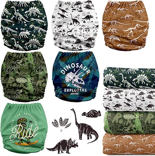 Miniatura 2 de Mama Koala Pañales de tela para bebé 3.0 con 6 inserciones, con 6 inserciones de algodón de cáñamo Bboo de 6 capas y 2 rollos de forros naturales