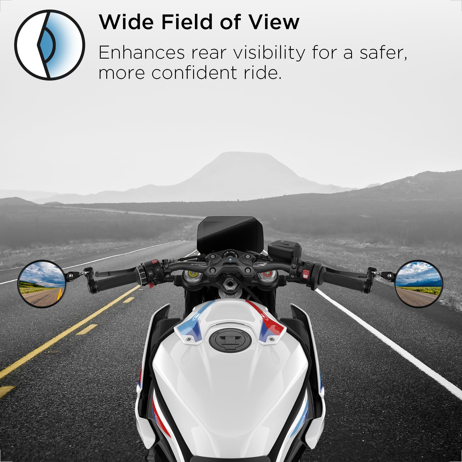 Evermotor Lusterko końcowe ze stopu aluminium, kierownica 360°, widok z tyłu do skutera, ATV, motoroweru - składane