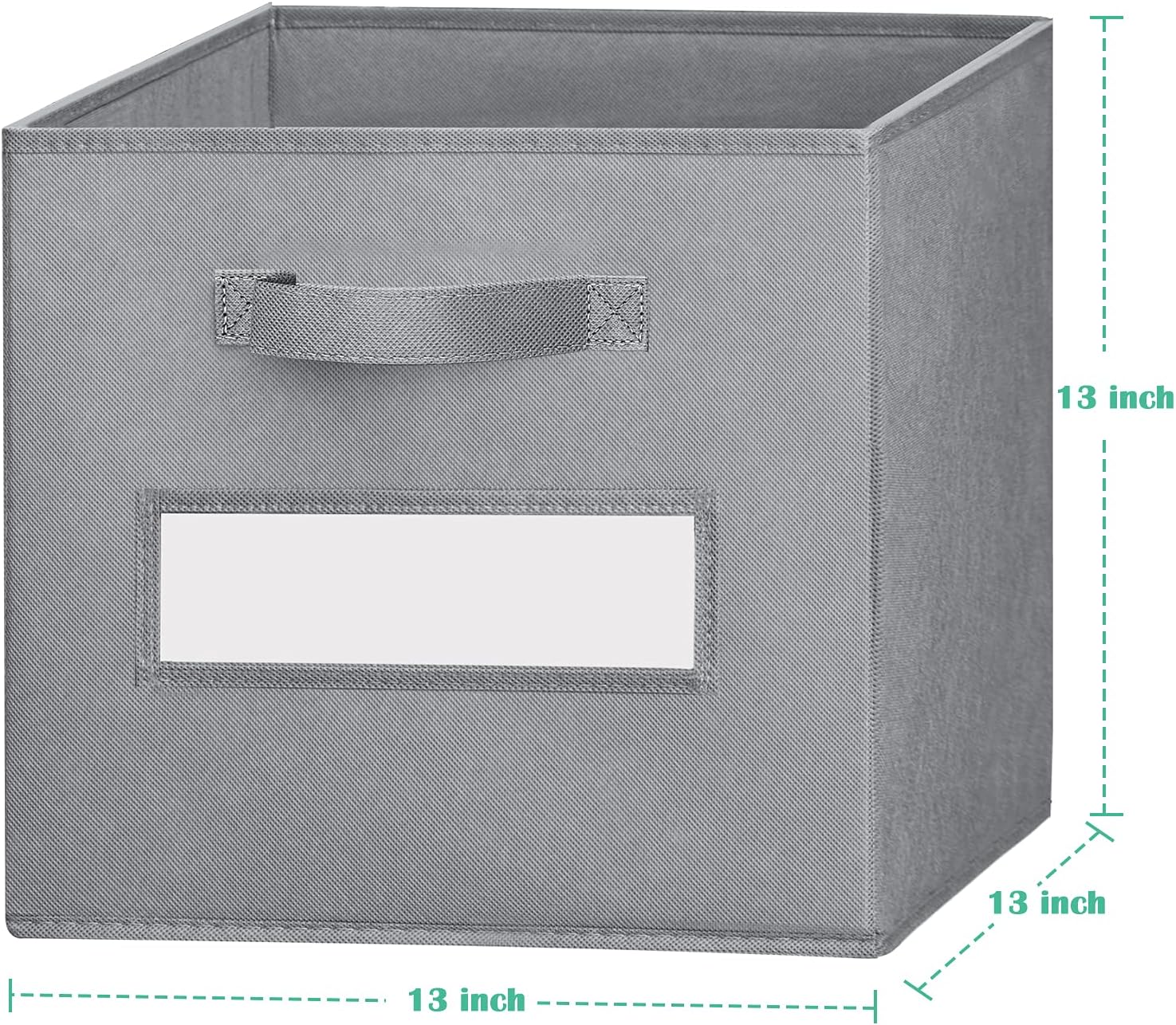 TomCare Storage Cubes, 13 x 13 Inch Cube Storage Bins 8-Pack Fabric Storage Baskets with Label Window Cards Collapsible Storage Boxes Cube Organizers Bins Foldable Storage Bins for Shelves (Grey)
