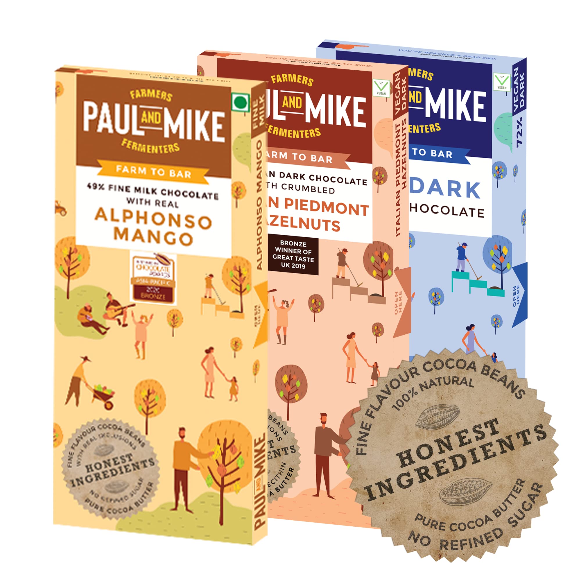 Paul And Mike Combo- 49% Milk Alphonso Mango, 64% Vegan Dark Piedmont Hazelnuts & 72% Dark Vegan Plain, 68 g (Pack of 3) (B08L59FQNN) Amazon Price History, Amazon Price Tracker
